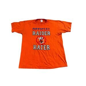Vintage 80s 90s Official Raider Hater Mens XL Orange Single Stitch Shirt VTG